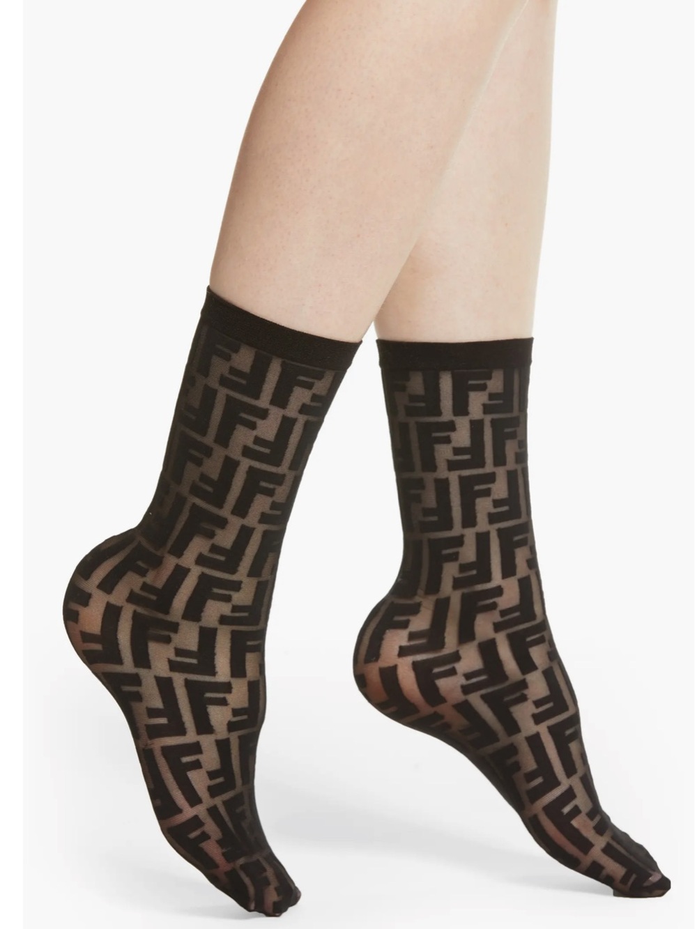 NWT FENDI  DOUBLE F LOGO CREW  SOCKS - Picture 2 of 12